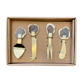 Kit para queijos com pedra de Ágata ouro